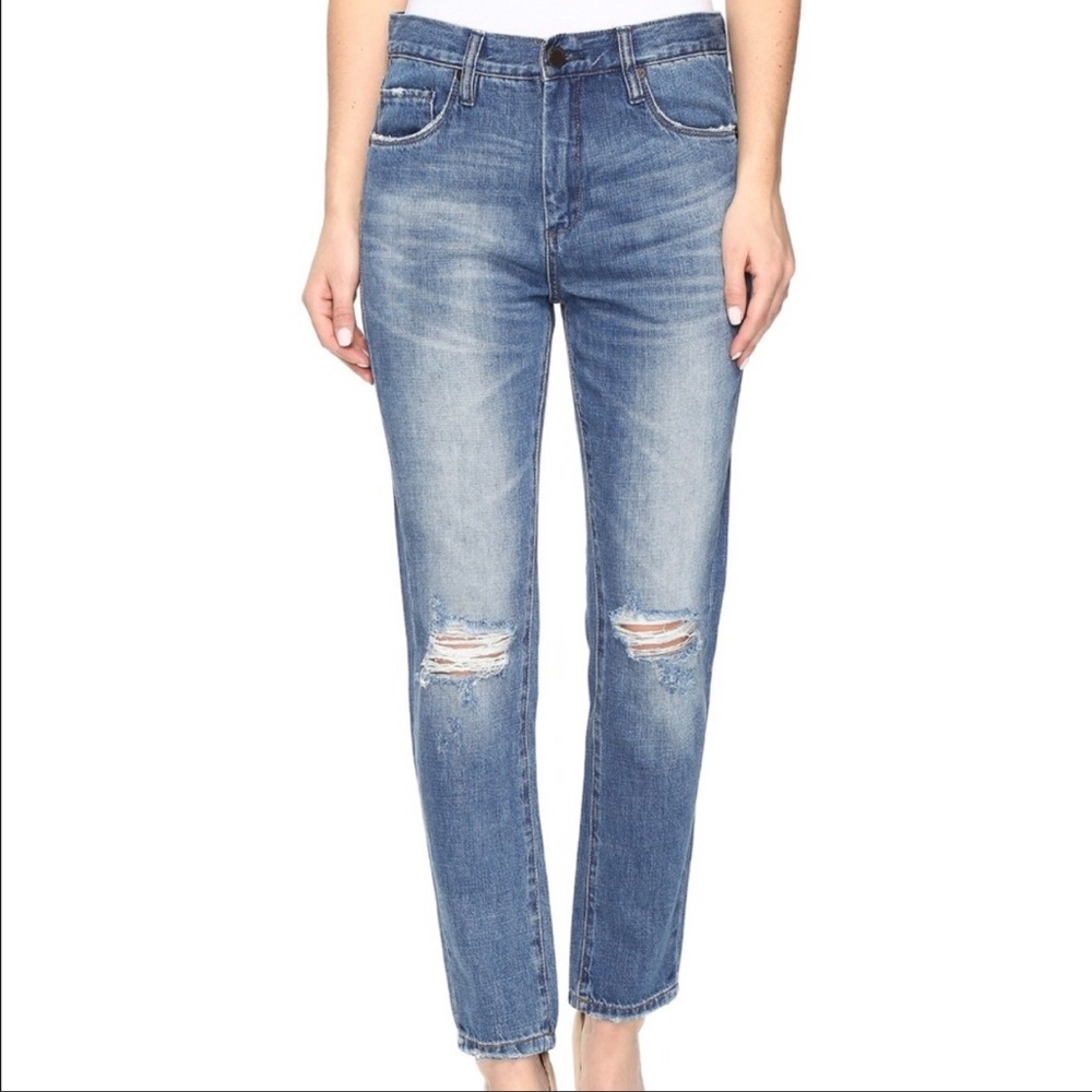BlankNYC high rise tapered leg ripped jeans